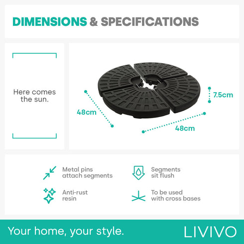 Sand or Water Filled Parasol Base - Black